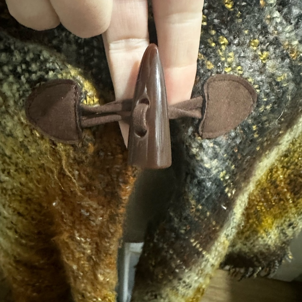 Shawl Multi Color Button Front One Size Brown Bla… - image 4